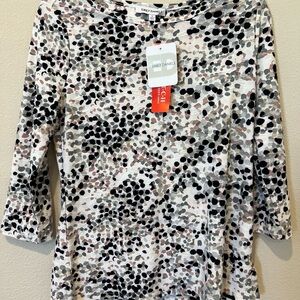 Women's Black and White Polka Dot Top